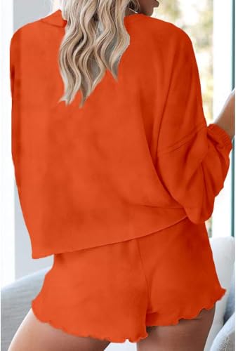 Image of Roshop Halloween Pajama Women's Pumpkin Matching Top & Shorts Loungewear Set