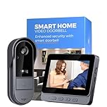 Winnes 1080P HD Wireless Video Doorbell Camera 4.3" Monitor Visual Intercom,Two-Way Talk,Night Vision,170° Wide Angle,Waterproof Smart Door Phone,Home Security Door Bell Kit, No APP & WiFi Required