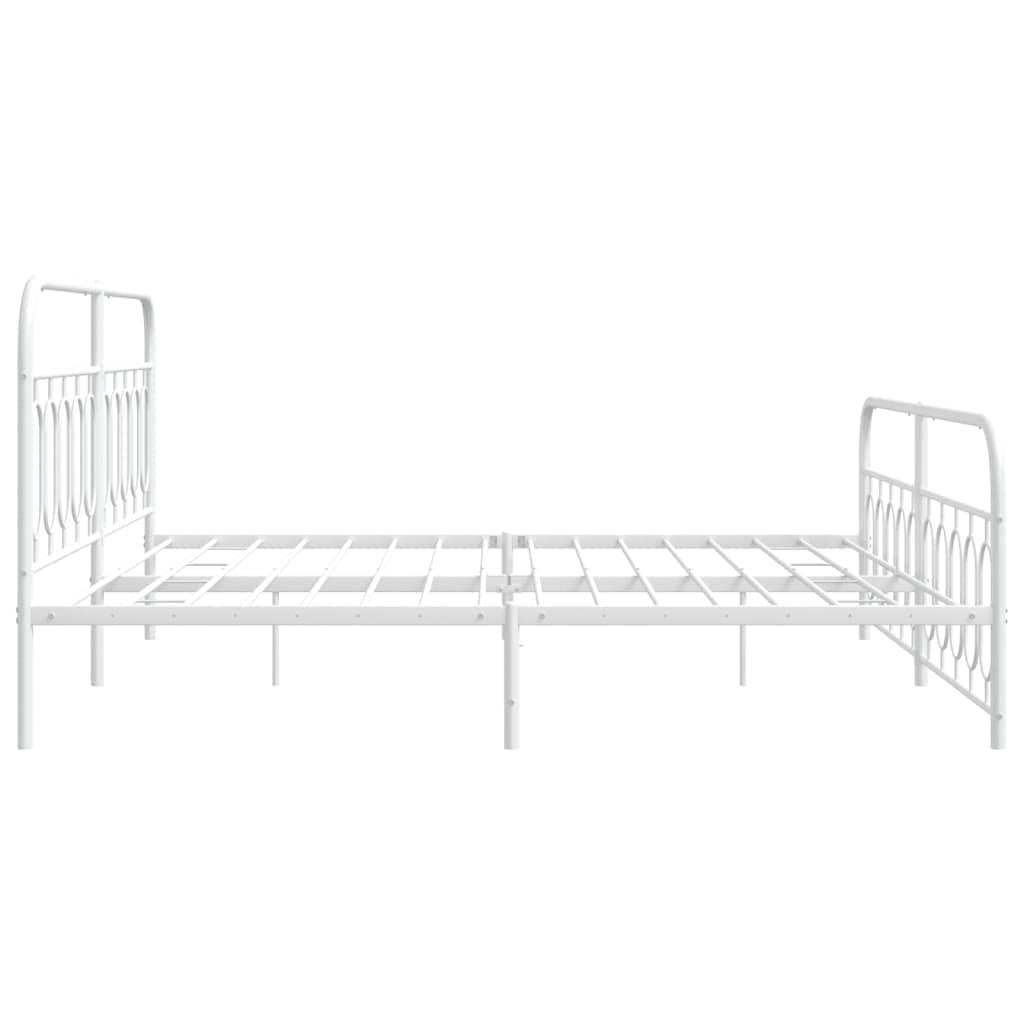 200x200 cm Metal Bed Frame with Slats, White | Built with a heavy-duty steel platform featuring under-bed storage, suitable for bedrooms and guest rooms.