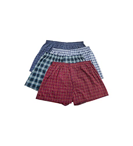 Fruit of the Loom Mens Tartan Boxer Shorts, 4-Pack, 2XL - Machine Wash