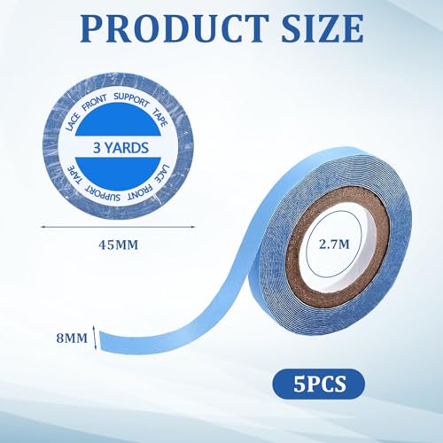 5 Rolle Tape Kleber Extensions, Wasserdicht Und Schweißfest Tapes Klebestreifen Extensions TPU-Material Tape Kleber Langanhaltendes Klebriges Tape, 0.8CM*3Yards für Tape In Hair Extensions