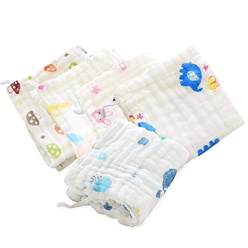 Image of BABY STATION Muslin Cotton Face Towels for Newborn Baby Extra Soft Hankies Reusable Napkins for Infants Toddlers (Pack of 5) White 30 * 30