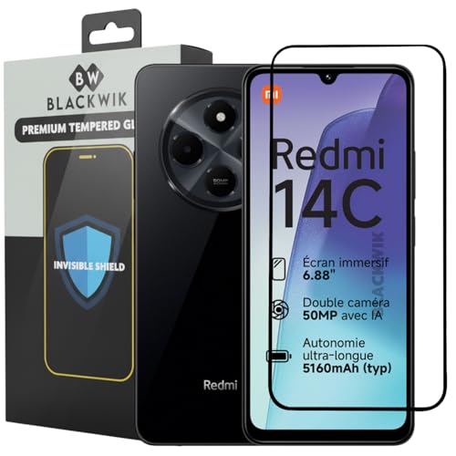 Image of Blackwik Tempered Glass Screen Protector for Xiaomi Redmi 14C / Redmi A4 / Poco C75 with Edge-To-Edge Protector Coverage | Easy Installation Kit (Black)