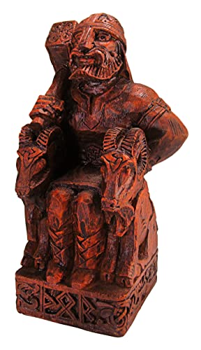 Dryad Design Seated Norse God Thor Statue Wood Finish Brown #TOP1