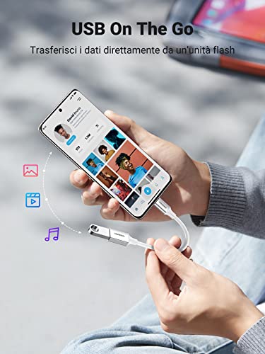 UGREEN Cavo OTG Type C a USB 3.0 Adattatore Tipo C Maschio a Femmina 5 Gbps Nylon Intrecciato Compatibile con iPhone 17 PRO Max Air iPad MacBook 2024 Galaxy S24 Huawei Xiaomi (Argento) - Immagine 1