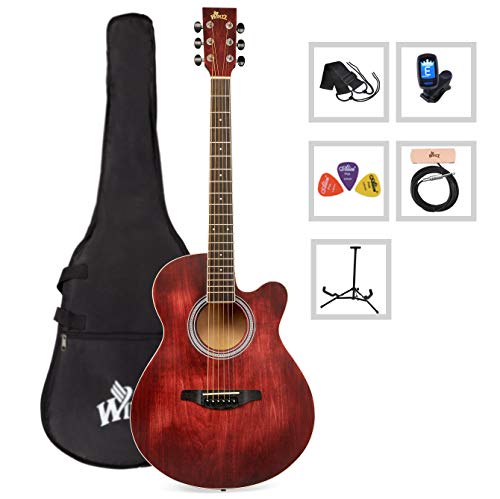 Home Game WINZZ 40 Inches Cutaway Acoustic Guitar Beginner Starter Bundle with Padded