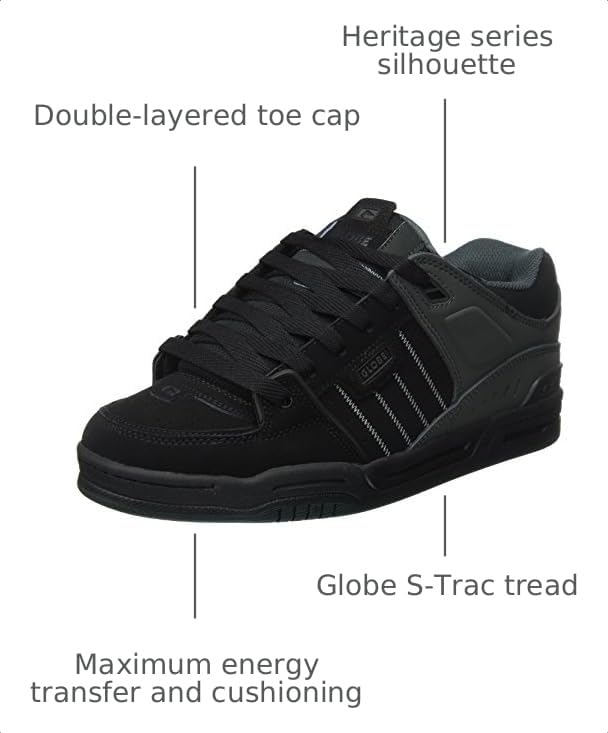 Image of Globe Fusion, Men's Skateboard Shoe, Black Black Night 000, 9 UK