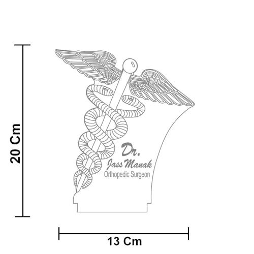 Image of Doctor Themed 3D Illusion LED Night Lamp - Personalized Medical Professional Name Lamp - Warm White USB Powered Acrylic Table Light - Gift for Doctors, Nurses, Healthcare Workers (Dr lamp 1)