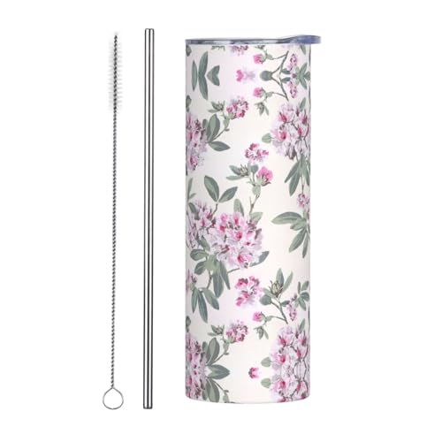 Juego de dos tazas de acero inoxidable con tapa, botella de agua aislada con estampado de rosas oscuras, fácil de transportar para cafetería, oficina, coche, deportes