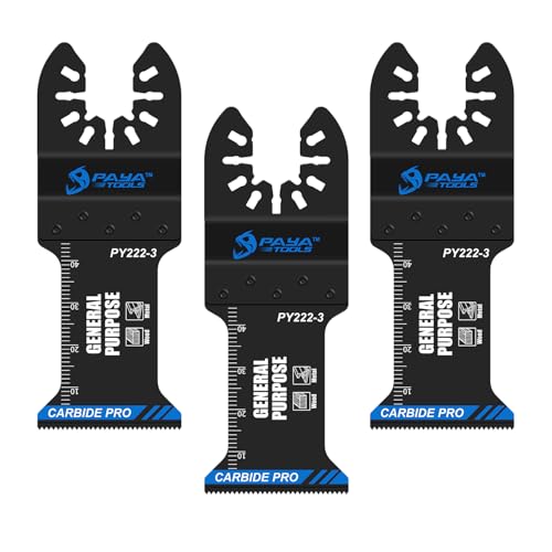 PAYA Multitool Sägeblätter professionelle Oszillierende Klingen Hartmetall Sägeblatter für schwere Metalle Nägel Aluminium Rohre Holz Kupfer und andere harte Materialien, 3tlg PY222-3