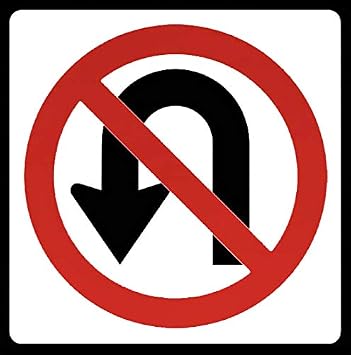 Vinyl Stickers - Bundle - Safety and Warning & Warehouse Signs Stickers - No U-Turn Sign - 3 Pack 3.5" x 5"