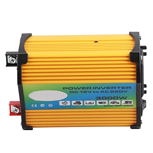 Greensen Convertidor de Alimentación de Automóvil de 3000W Power 12V a 220V Converter con Puertos USB Duales y Salida de Aire Acondicionado para Campamentos para Portátiles RV Capeetas (12V a 220V)