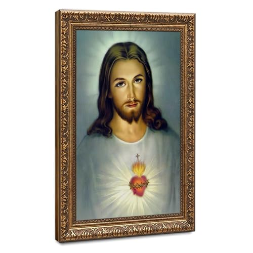 Toile Sacré-Cœur de Jésus cadre suspendu déco murale salon et bureau