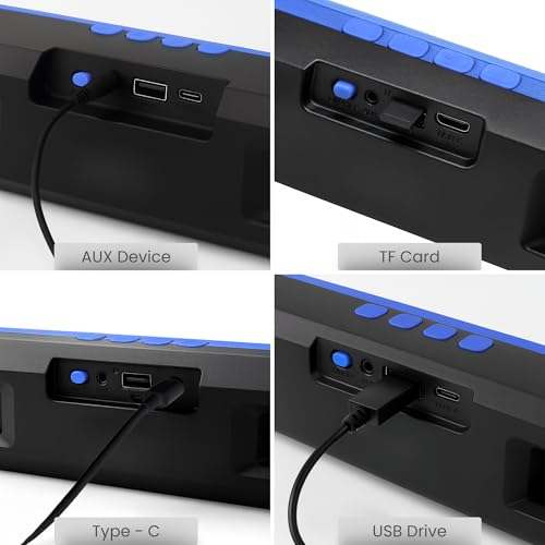 Image of OOGE Vibebox 7000 Bluetooth Speaker, 15W Portable Wireless Speaker with TWS Connection, Type-C Charging, AUX Input, FM Radio, USB & TF Card Support, 8H Playtime (Movie,Music Modes) (Blue)