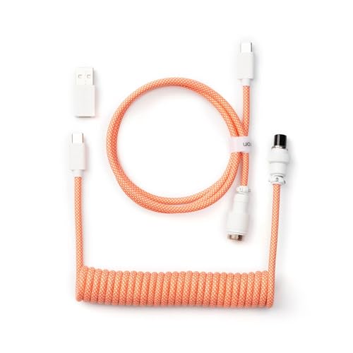 Keychron Coiled Aviator Cable Câble spirale pour clavier mécanique Rose Orange Droit