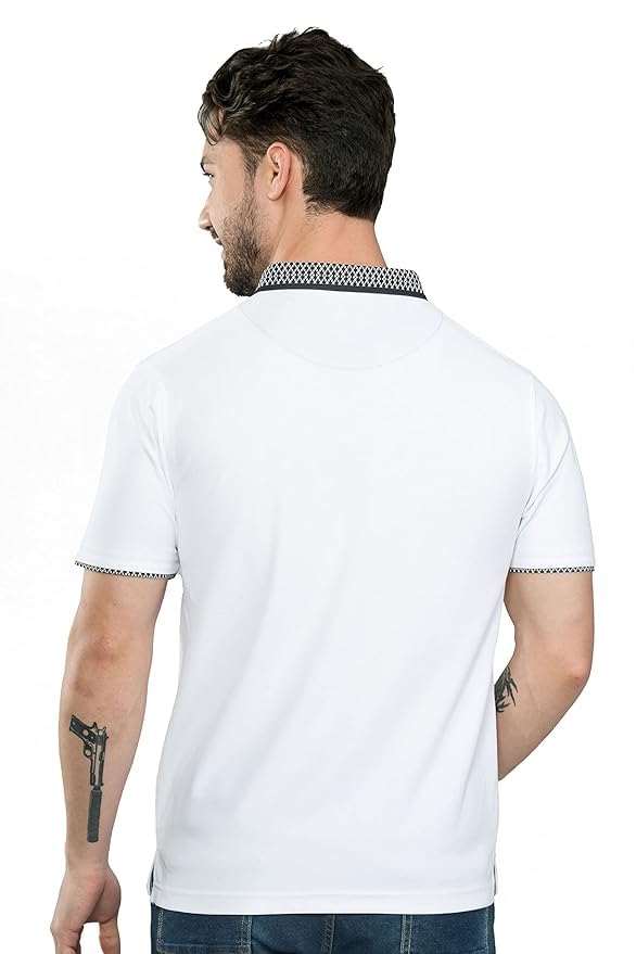Image of STELLERS Men's Polo T-Shirt | Jacquard Collar| Feather Touch Feel |Regular Fit| Odour Resistant| Anti-Static| Wrinkle Free | Quick Dry | Stretchable | Lightweight | Sweat-Proof