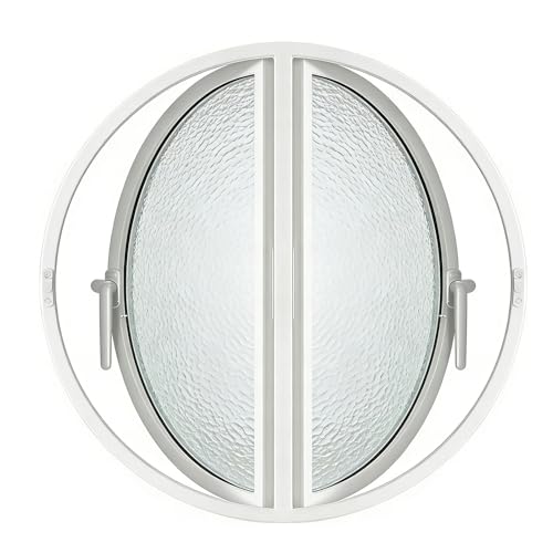 Image of KPHYMOD Round Casement Sliding Window Aluminum Frame Dual-Opening Windows, Tempered Glass Casement Ventilation Replacement Windows for Store Decoration(White,63 cm/24.8 in)