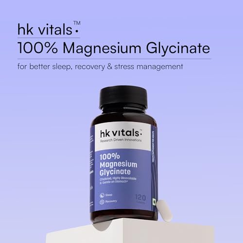 Image of hk vitals 100% Magnesium Glycinate (1880mg) 120 Tablets | For Better Sleep Quality & Muscle Recovery