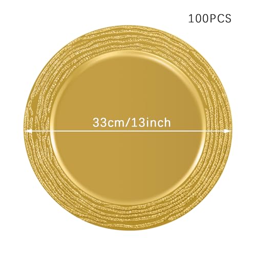 100 Platos Cargadores Plástico 13'' DORADO Surtido miniatura 2