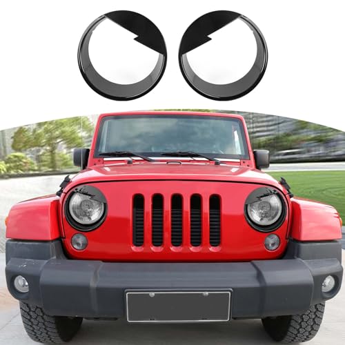 RT-TCZ for Wrangler JK Angry Eyes Headlight Cover Trim Bezels for Jeep Wrangler JK JKU Unlimited 2007-2017 Angry Black Exterior Accessories 2pcs