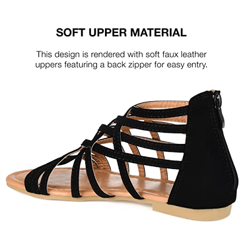 Journee Collection Womens Hanni Flat Gladiator Sandal Caged Multi-Strap Design Medium And Wide Width, Black, 9 #TOP3