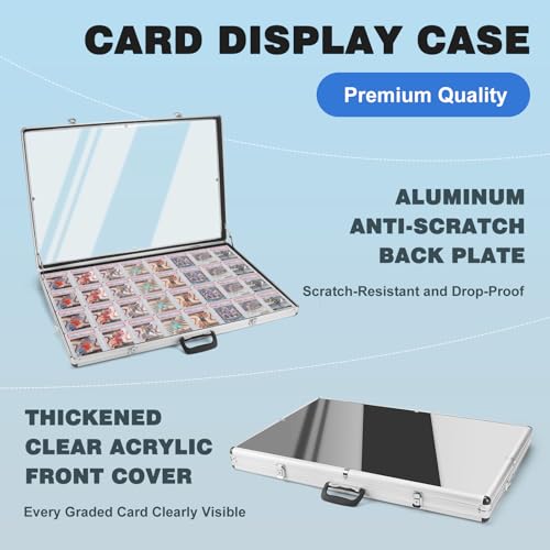 Large Aluminum Card Display Case - Portable Trading Graded Sports Card Show case with Lock, Trade Show Display for TCG/Jewelry Collection, 34\"x22\" - Thumbnail 4