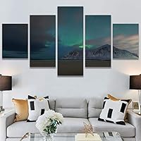 SIGNWIN 5 Panel Canvas Wall Art Aerial Astronomy & Space Expressive Global Moon Multicolor Photography Realism Warm for Home Decorations Ready to Hang - 60