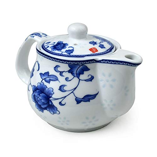 Miniatura 4 de Tetera Pequeña De Porcelana Azul Y Blanca De 9 Onzas Con Infusor De Acero Inoxidable, Flor De Penoy China Clásica Peonía