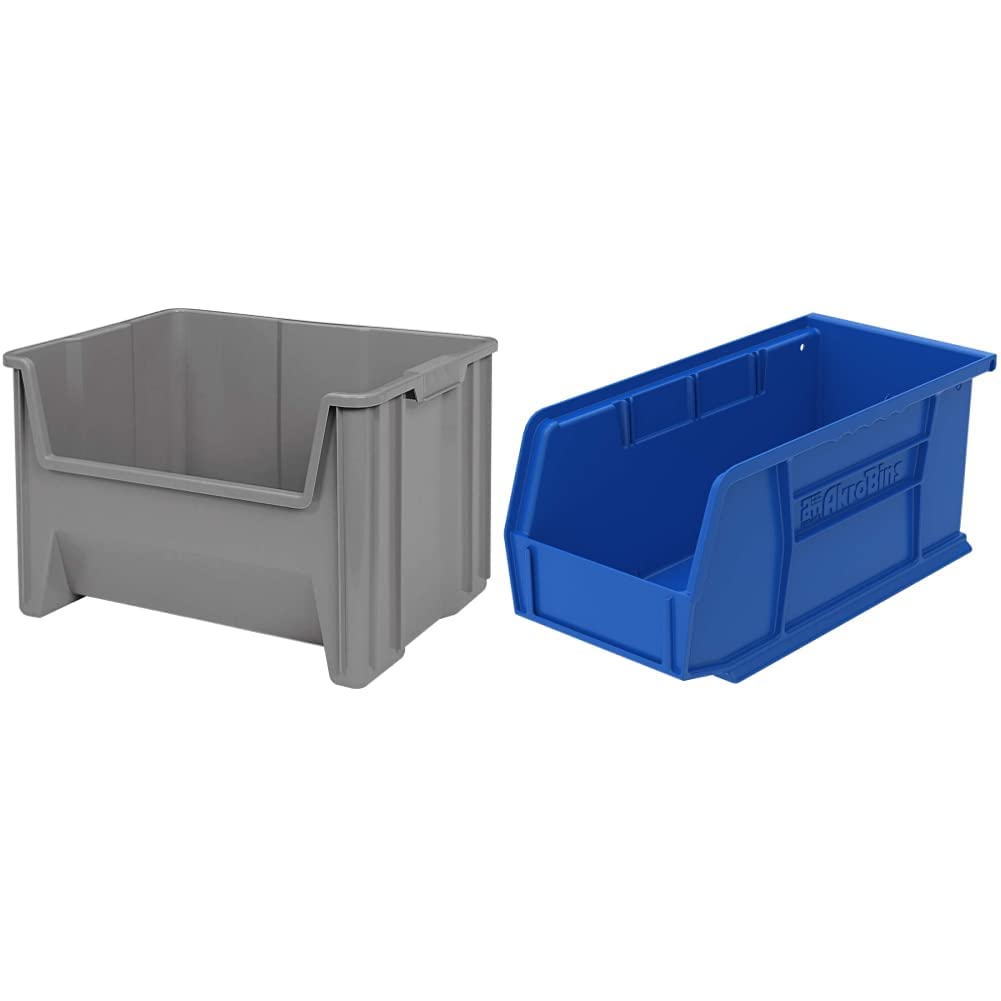 Akro-Mils Plastic Storage Bins Bundle (3-Pack) | AkroBins Hanging Storage Bins (12-Pack)