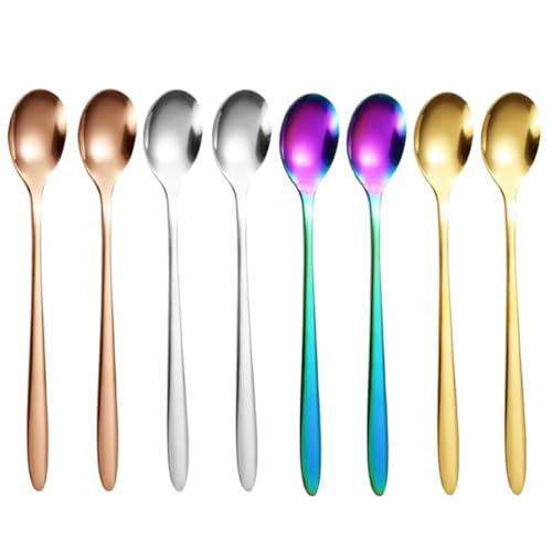 JchEnye 8 Pezzi cucchiai da Dessert Colorati cucchiai da caffè in Acciaio Inox cucchiai in Acciaio Inox, Set di cucchiai, Acciaio Inox, Multicolore