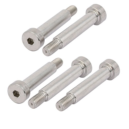 uxcell 304 Stainless Steel Hex Socket Shoulder Bolt 10mm Shoulder Dia 45mm Shoulder Length M8 Thread 5pcs