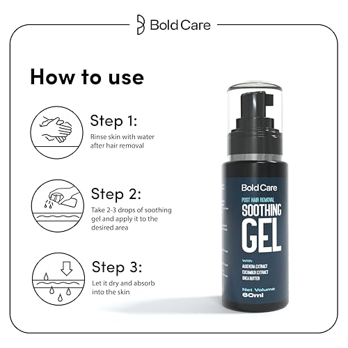 Image of Bold Care Post Hair Removal Soothing Gel for Men | Reduces ingrown hair & razor bumps | Soothes irritated skin | Contains Aloe Vera & Shea Butter | Use after shaving & hair removal (60 ml)