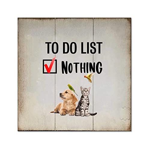Plaque en bois To Do List Chow Chow décoration murale vintage salon et chambre
