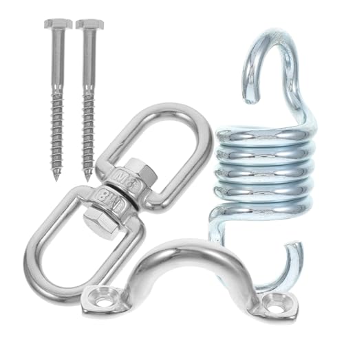 WEKADRIN Kit Gancio Girevole in Acciaio Inossidabile Per Amaca e Sedia Da Veranda, Ferramenta Per Altalena Da Veranda Molla Antishock, Montaggio Sicuro Per Giardino, Portico e Balconi
