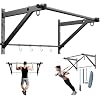 Wall Mounted Pull Up Bar, Strength Training Chin Up Bar for Doorway and Wall Mount with Hooks, Adjustable Depth Pull-up Bar with 500LBS Weight Capacity, Heavy Duty Gym Home Training