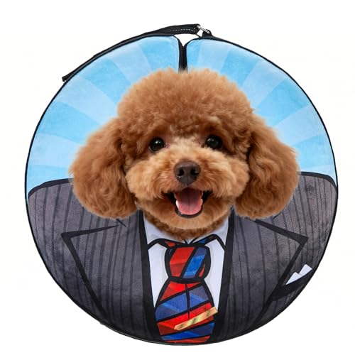 Image of SCENEREAL Dog Cone Alternative After Surgery Donut Collar, Soft Pet Recovery Pillow Collar for Medium Large Dogs, Inflatable Adjustable Neck Collars to Prevent Licking, Black Suit S