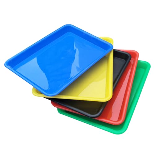STOBAZA 5pcs Plastic Table Tray Activity Tray Cup Holder Toy Art Rectangular Storage for Boys and Girls and School Random Color
