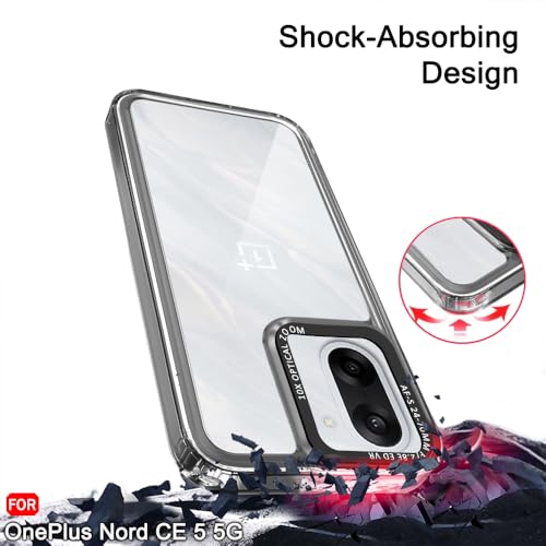 Image of TheGiftKart Hybrid Shockproof Back Cover Case for OnePlus Nord CE 5 5G | Stylish Camera Border | Electroplated Buttons | Crystal Clear Hard Back Cover Case (TPU & PC, Smoked Bumper)