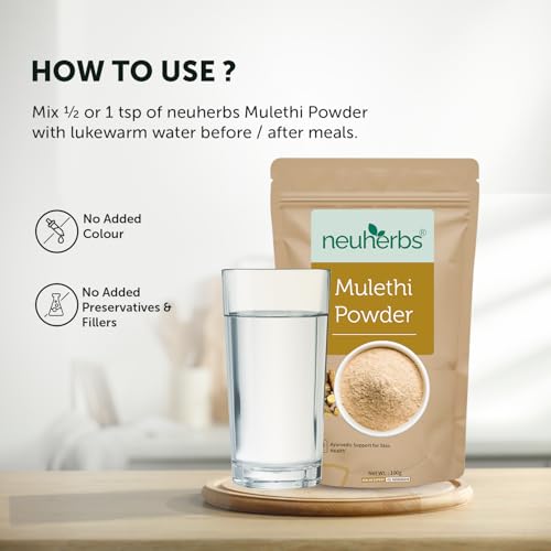 Image of Neuherbs Mulethi Powder - 100g | Yashtimadhu Licorice /Glycyrrhiza Glabra Powder For Glowing & Healthy Skin | Herbal Supplement To Boost Immunity | 100% Pure & Natural No Added Preservatives