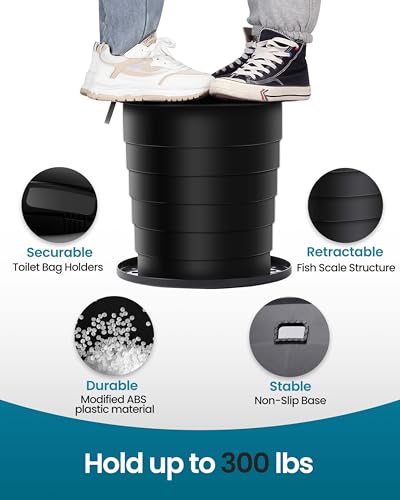 Image of TRIPTIPS Upgrade Retractable Portable Toilet Travel Toilet Adjustable Height Camping Toilet Portable Potty for Adults Kids, Foldable Portable Toilet for Camping /Car