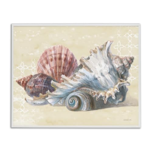 Seashell Pattern Beach Nautical, 11 x 14 Inch Framed Giclée Print