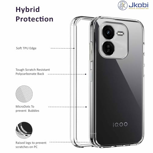 Image of Jkobi Back Cover for Vivo IQOO Z9x 5G (Silicone Clear Shockproof Case with Camera Protection | Soft and Flexible)