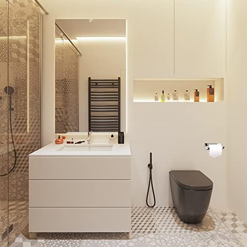Biutimarden Modern Wall Mounted 304 Stainless Steel Toilet Roll Paper Holder Bathroom Tissue Rack Chrome Finish