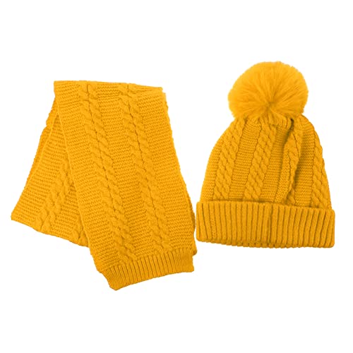1Set Stylish Knitted Hat and Scarf Breathable Neck for Boys and Soft Warm Lining Flexible Pullover Beanie Winter Accessories