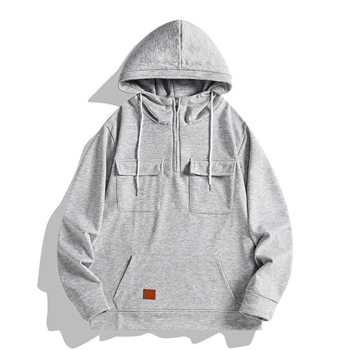 Mens Quarter Zip Pullover Hoodie Trendy Tactical Hooded Sweatshirt with Pockets, Outdoor Casual Workout Wear3