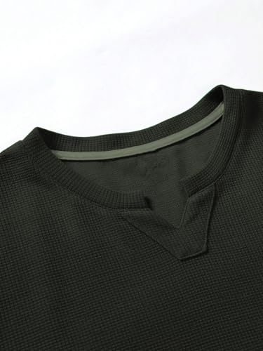 Image of TAGDO Men's Waffle Knitted V Neck|T Shirt for Man|Waffle|Cotton|Casual| Regular Fit Tees (2012)