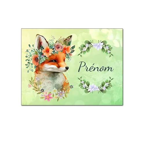 Generic - Plaque de Porte chambre enfant renard, pancarte Personnalisable avec le Prénom, Décoration pastel personnalisée Chambre animaux panneau en aluminium 15x20cm