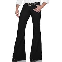 Mens 60s 70s Disco Bell Bottom Relaxed Stretch Vintage Pants Fit Flared Comfort Retro Jeans