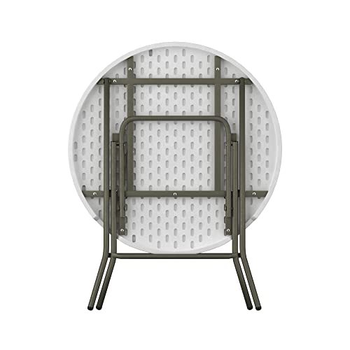 Krollen Industrial 32\" Round Granite White Heavy-Duty Blow Molded Standard Height Plastic Folding Table - Thumbnail 5