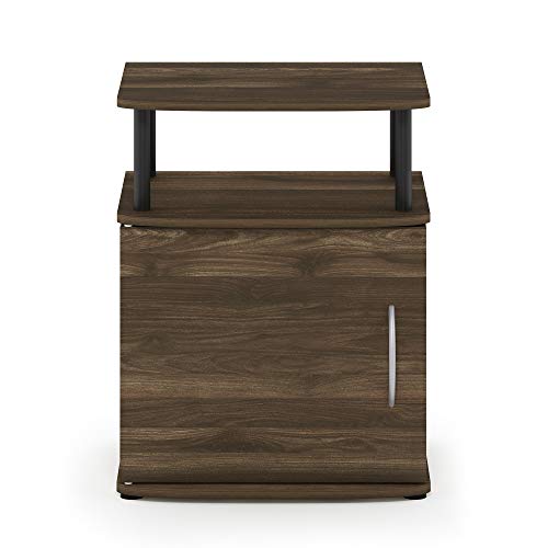 Furinno JAYA End Side Sofa Table/Nightstand with Door, 1-Pack, Columbia Walnut/Black - image 7